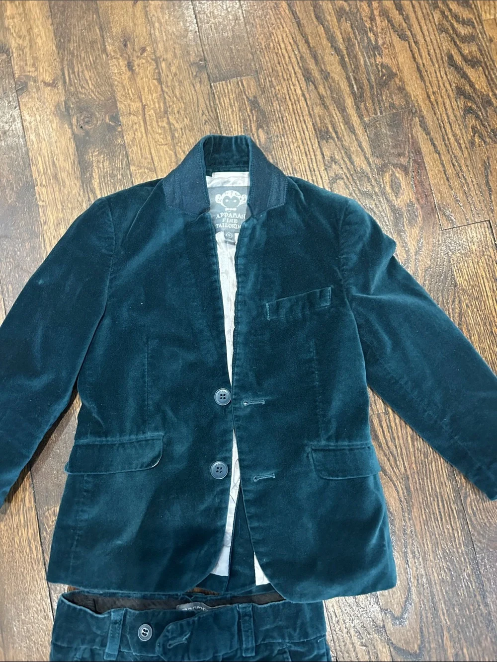 Appaman Boys Velvet Blazer & Pants Set - Teal Green size 5